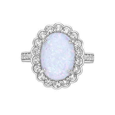 Gemminded Sterling Silver Lab-Created Opal & Lab-Created White Sapphire Ring