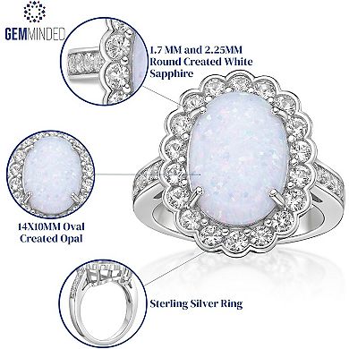 Gemminded Sterling Silver Lab-Created Opal & Lab-Created White Sapphire Ring