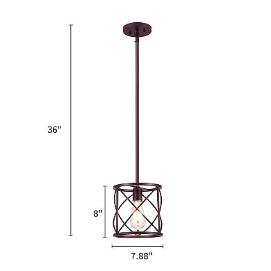Defong 1-Light Bronze Industrial Pendant Light with Adjustable Hanging Rod