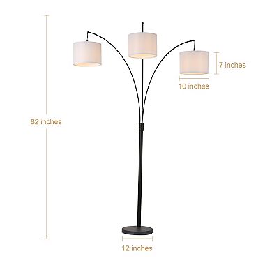 Defong Modern 82 Inch Modern 3-Light Arch Floor Lamp with 3-Way Switch, Linen Lampshade, and Real Marble Base