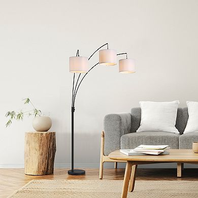Defong Modern 82 Inch Modern 3-Light Arch Floor Lamp with 3-Way Switch, Linen Lampshade, and Real Marble Base