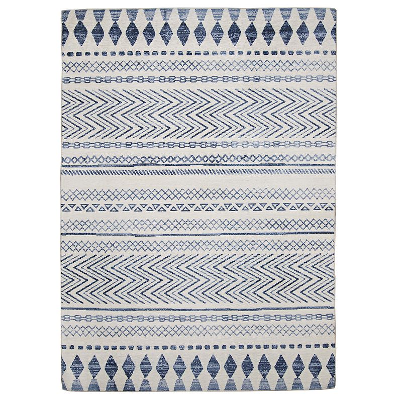 Linon Marco Outdoor Washable Rug, Blue, 7X9 Ft