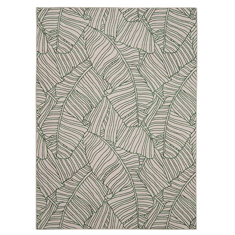 Linon Largo Outdoor Washable Rug, Green, 5X7 Ft