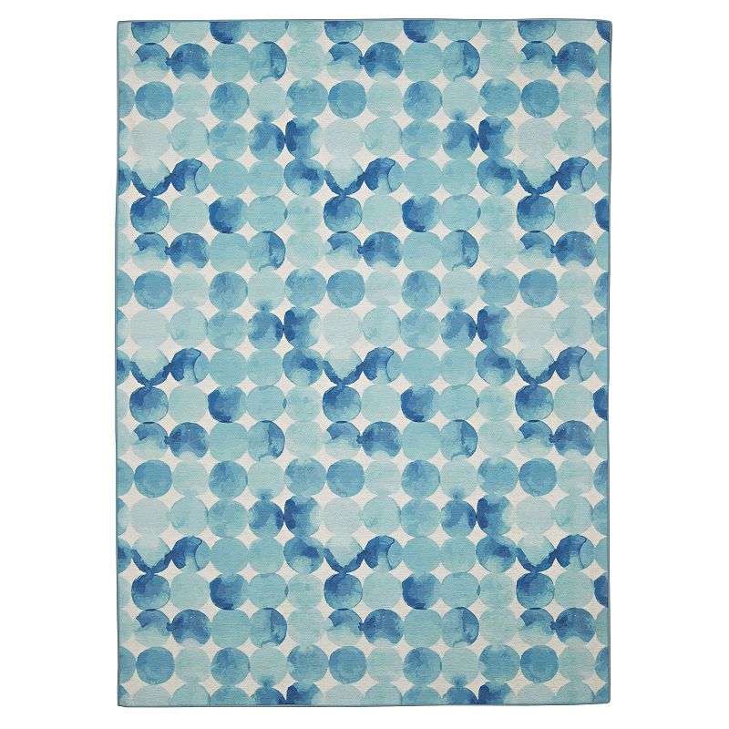 Linon Lakeland Outdoor Washable Rug, Blue, 5X7 Ft