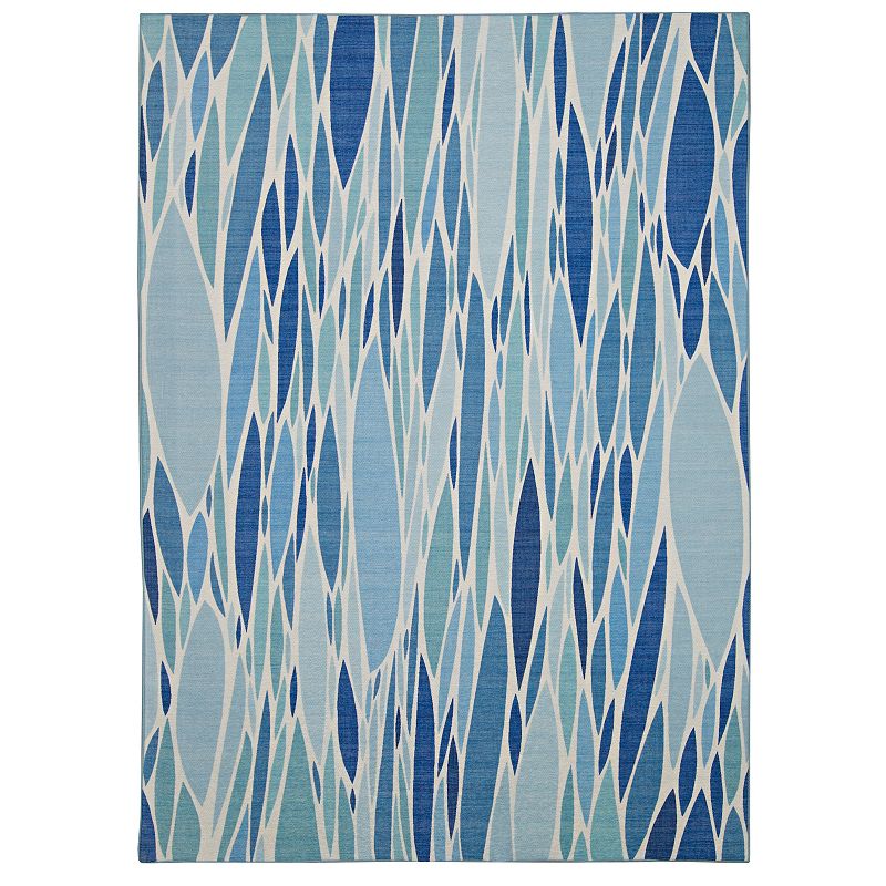 Linon Pompano Outdoor Washable Rug, Blue, 7X9 Ft