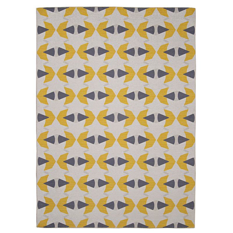 Linon Hialeah Outdoor Washable Rug, Yellow, 7X9 Ft