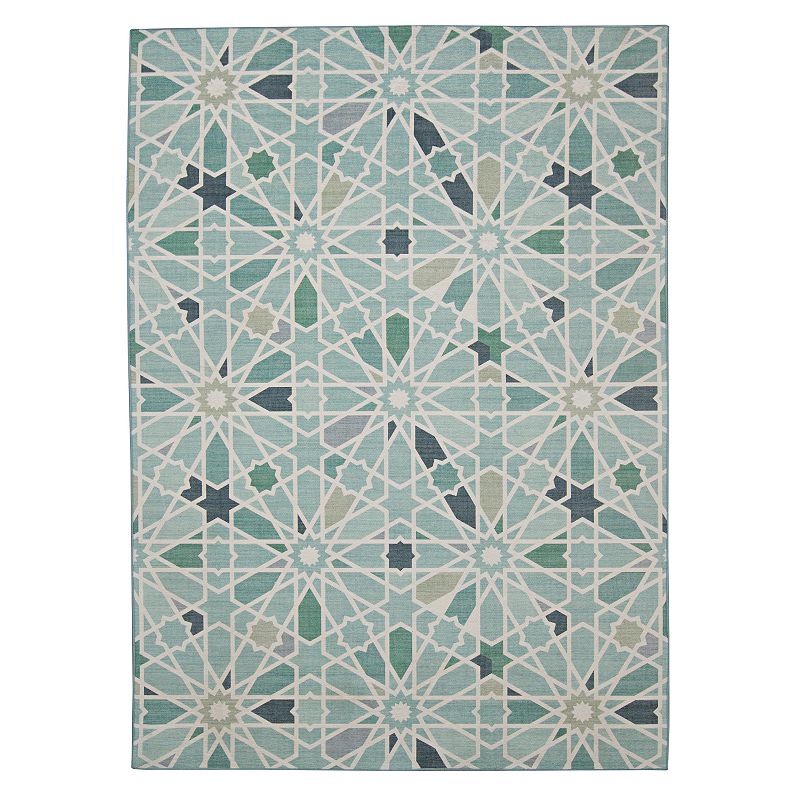 Linon Deltona Outdoor Washable Rug, Green, 7X9 Ft