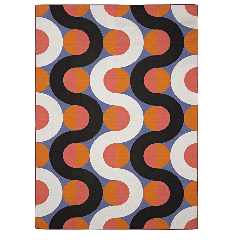Linon Jupiter Outdoor Washable Rug, Orange, 7X9 Ft