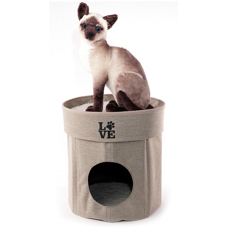 Precious Tails HomeBase Round 2-Tier Collapsible Pet Cat Cave Bed  Item Weight 4 lb.