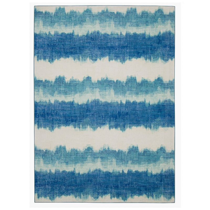 Linon Apopka Outdoor Washable Rug, Blue, 7X9 Ft