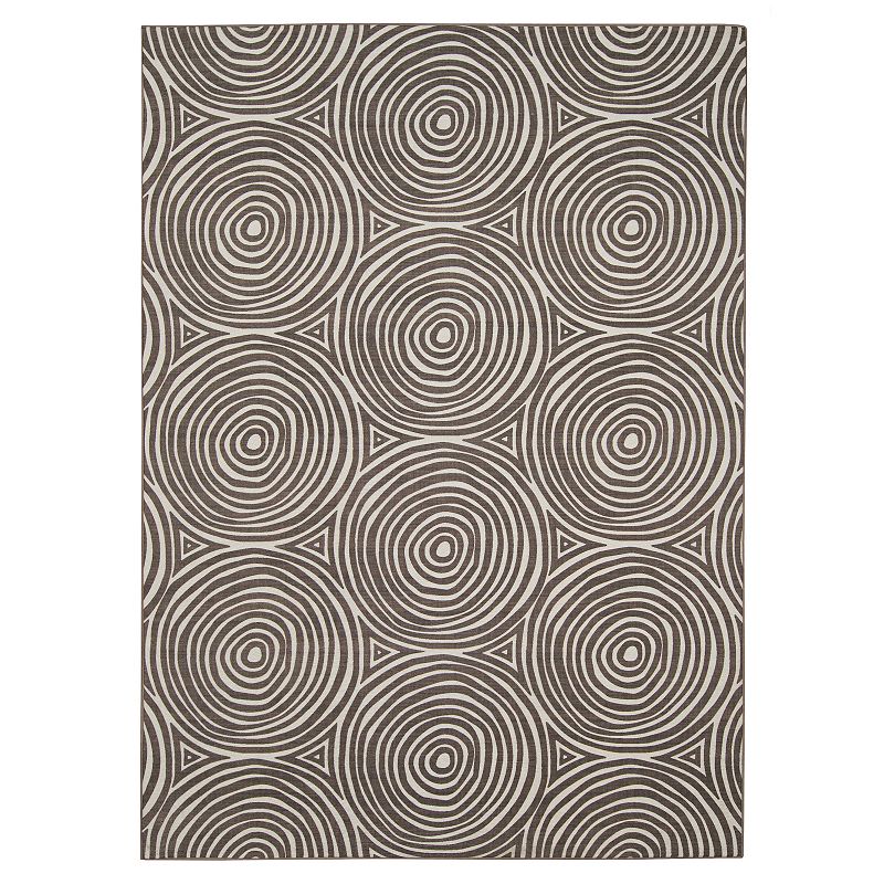 Linon Ocoee Outdoor Washable Rug, Brown, 5X7 Ft