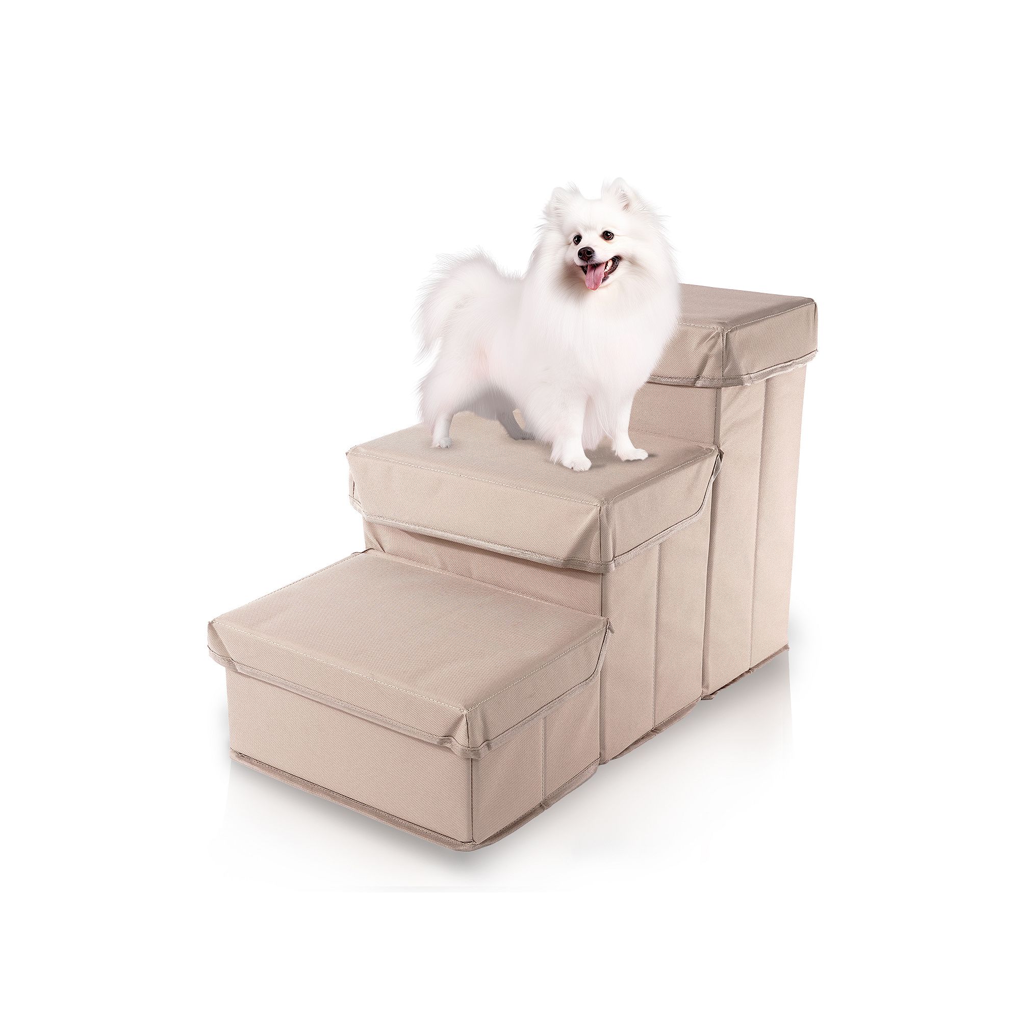 Precious Tails Padded 3-Step Pet Storage Foldable Dog & Cat Stairs, Green