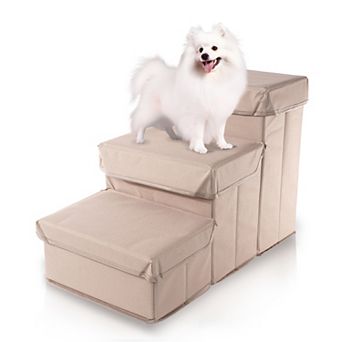 Precious Tails Padded 3-Step Pet Storage Foldable Dog & Cat Stairs