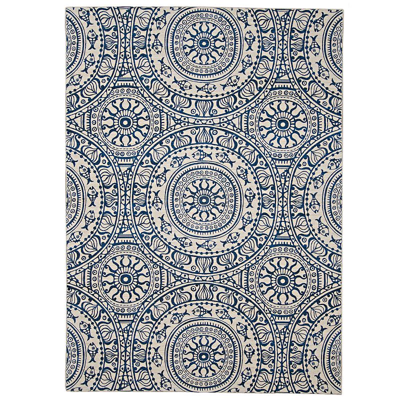 Linon Ormond Outdoor Washable Rug, Blue, 3X5 Ft