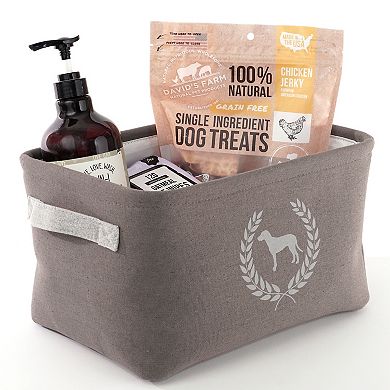 Precious Tails Dog Crest Print Linen Storage Bin Set