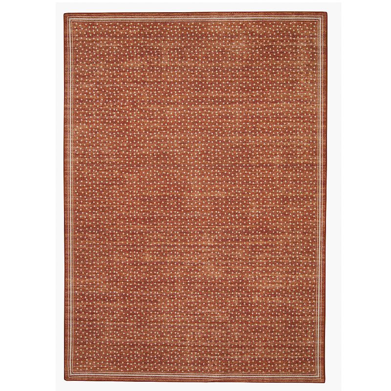 73164165 Linon Estero Outdoor Washable Rug, Orange, 7X9 Ft sku 73164165