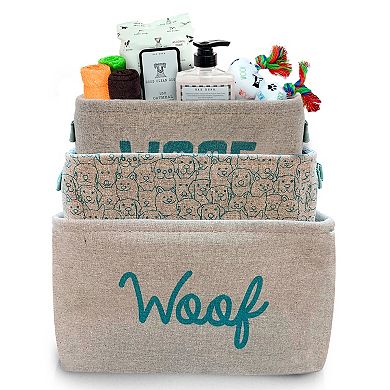 Precious Tails "Woof" 3-Piece Storage Bins Set