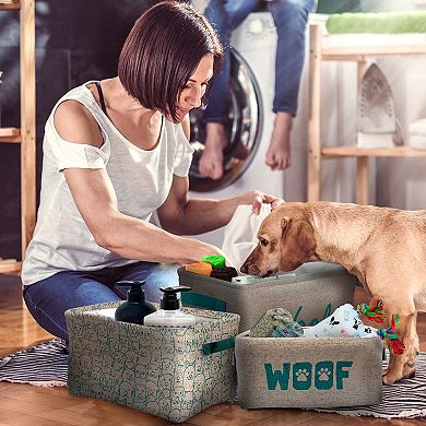 Precious Tails "Woof" 3-Piece Storage Bins Set