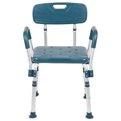 Emma and Oliver 300 Lb. Capacity Quick Release Back & Arm Teal Shower Chair