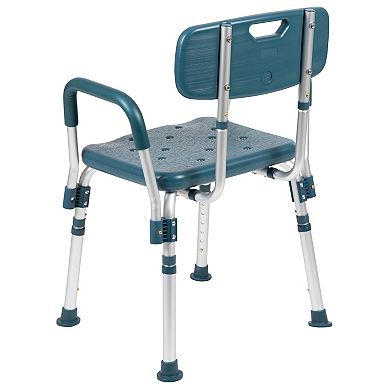 Emma and Oliver 300 Lb. Capacity Quick Release Back & Arm Teal Shower Chair