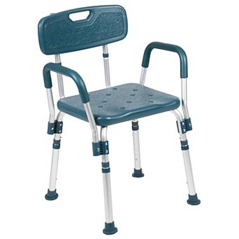 Emma and Oliver 300 Lb. Capacity Quick Release Back & Arm Teal Shower Chair