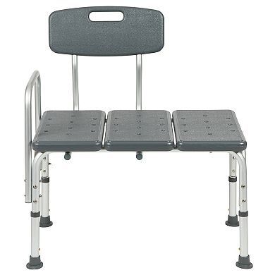 Emma and Oliver 300 Lb. Capacity Adjustable White Bath & Shower Medical Transfer Bench