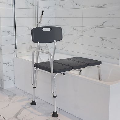Emma and Oliver 300 Lb. Capacity Adjustable Gray Bath & Shower Medical Transfer Bench