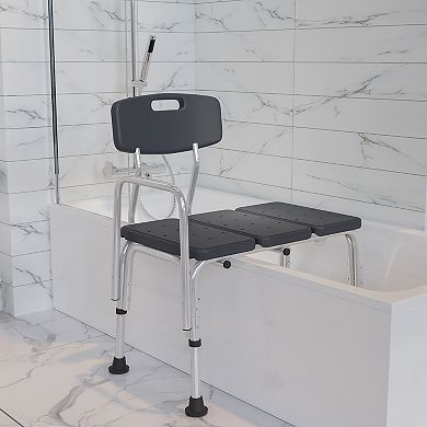Emma and Oliver 300 Lb. Capacity Adjustable White Bath & Shower Medical Transfer Bench