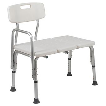 Emma and Oliver 300 Lb. Capacity Adjustable White Bath & Shower Medical Transfer Bench
