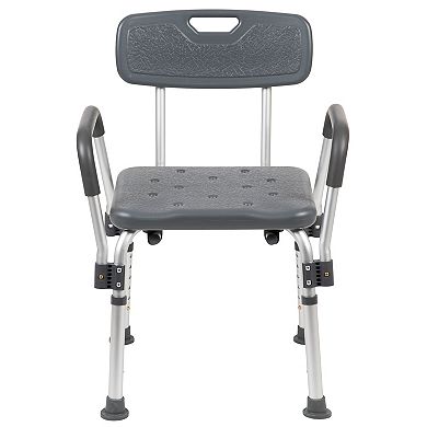Emma and Oliver 300 Lb. Capacity Adjustable White Bath & Shower Chair with Depth Adjustable Back