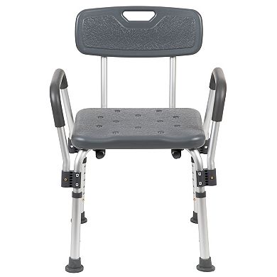 Emma and Oliver 300 Lb. Capacity Adjustable Gray Bath & Shower Chair with Depth Adjustable Back