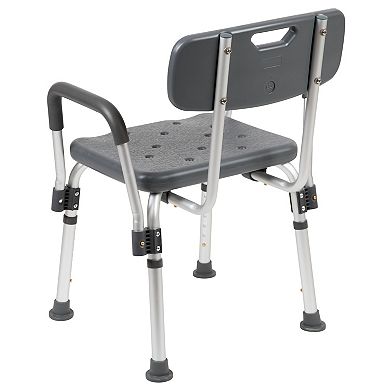 Emma and Oliver 300 Lb. Capacity Adjustable White Bath & Shower Chair with Depth Adjustable Back