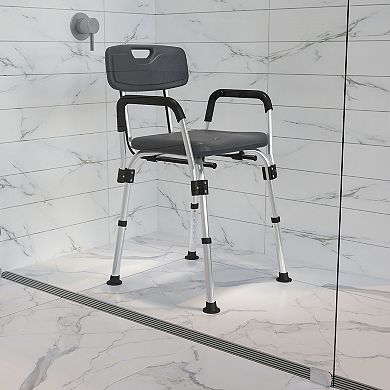 Emma and Oliver 300 Lb. Capacity Adjustable Gray Bath & Shower Chair with Depth Adjustable Back