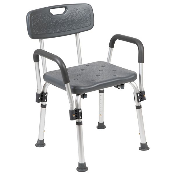 Emma and Oliver 300 Lb. Capacity Adjustable White Bath & Shower Chair with Depth Adjustable Back