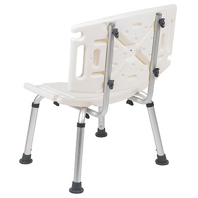 Emma and Oliver Tool-Free 300 Lb. Capacity, Adjustable White Bath & Shower Chair with Large Back