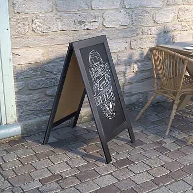 Emma and Oliver Burke 48"x24" Rustic Vintage Double-Sided Folding Magnetic Chalkboard with 8 Chalk Markers, 10 Chalkboard Stencils and 2 Rustic Magnets