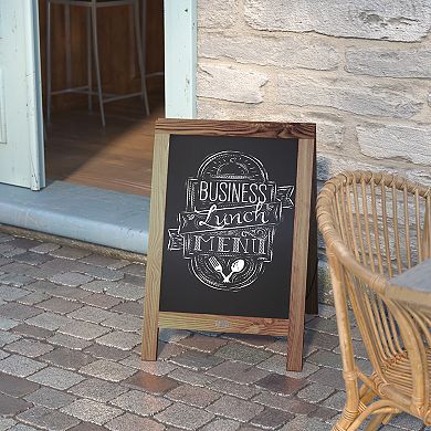 Emma and Oliver Burke 48"x24" Rustic Vintage Double-Sided Folding Magnetic Chalkboard with 8 Chalk Markers, 10 Chalkboard Stencils and 2 Rustic Magnets