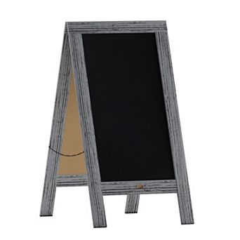 Emma and Oliver Burke Rustic Vintage Double-Sided Folding Magnetic Chalkboard with Accessories