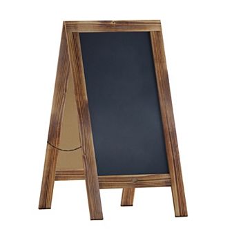 Emma and Oliver Burke Rustic Vintage Double-Sided Folding Magnetic Chalkboard with Accessories