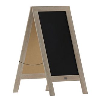 Emma and Oliver Burke 48"x24" Rustic Vintage Double-Sided Folding Magnetic Chalkboard with 8 Chalk Markers, 10 Chalkboard Stencils and 2 Rustic Magnets