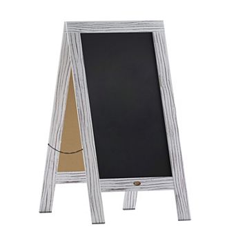 Emma and Oliver Burke Rustic Vintage Double-Sided Folding Magnetic Chalkboard with Accessories