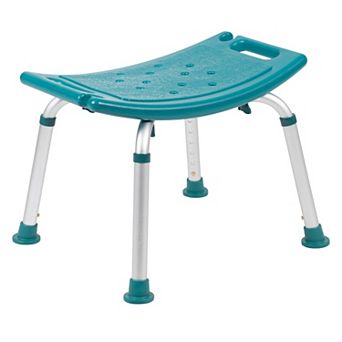 Emma and Oliver Tool-Free 300 Lb. Capacity, Adjustable White Bath & Shower Chair w/Non-slip Feet