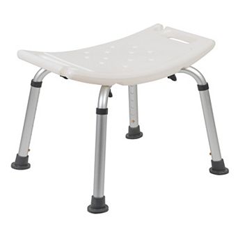 Emma and Oliver Tool-Free 300 Lb. Capacity, Adjustable White Bath & Shower Chair w/Non-slip Feet