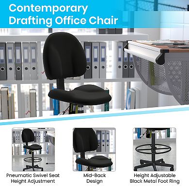Emma and Oliver Black Fabric Drafting Chair (Cylinders: 22.5"-27"H, 26"-30.5"H)