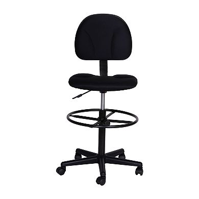 Emma and Oliver Black Fabric Drafting Chair (Cylinders: 22.5"-27"H, 26"-30.5"H)