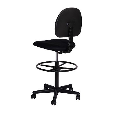 Emma and Oliver Black Fabric Drafting Chair (Cylinders: 22.5"-27"H, 26"-30.5"H)