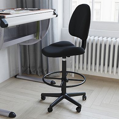 Emma and Oliver Black Fabric Drafting Chair (Cylinders: 22.5"-27"H, 26"-30.5"H)