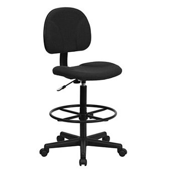 Emma and Oliver Black Fabric Drafting Chair (Cylinders: 22.5"-27"H, 26"-30.5"H)