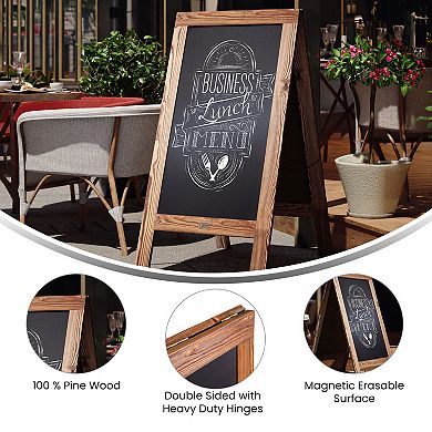 Emma and Oliver Burke Rustic Vintage Double-Sided Folding Magnetic Chalkboard with Accessories