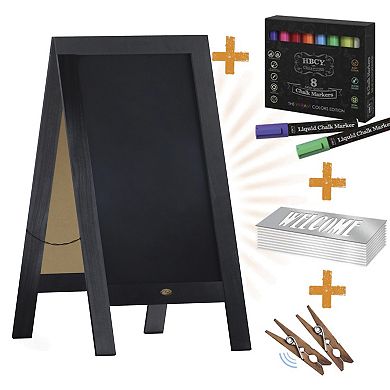 Emma and Oliver Burke Rustic Vintage Double-Sided Folding Magnetic Chalkboard with Accessories